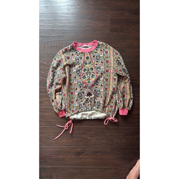Alice + Olivia Amirah French Terry Paisley Split Side Sweatshirt size Small - Picture 1 of 3